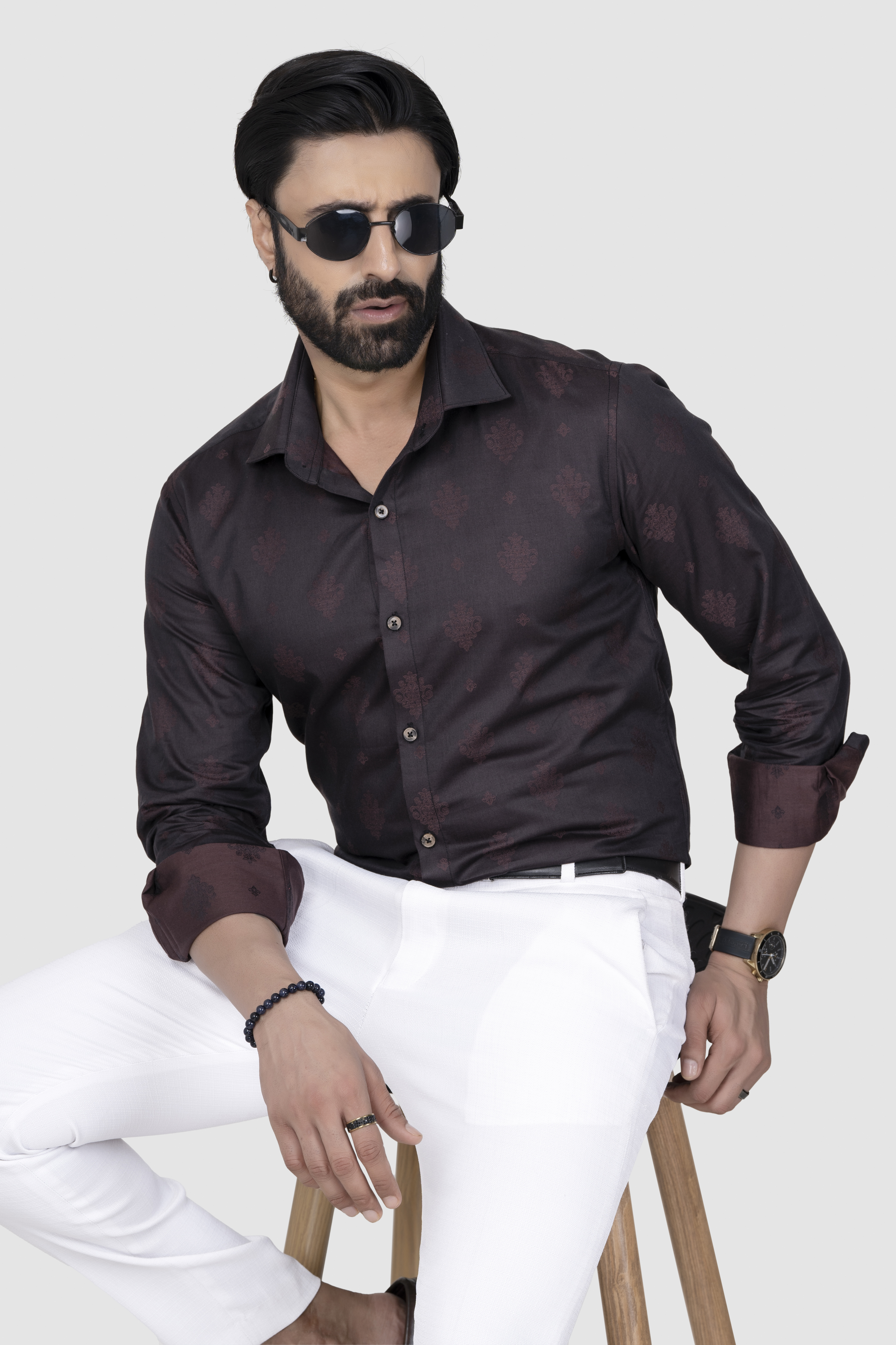 Timeless Men's Classic Dark Brown Shirt 