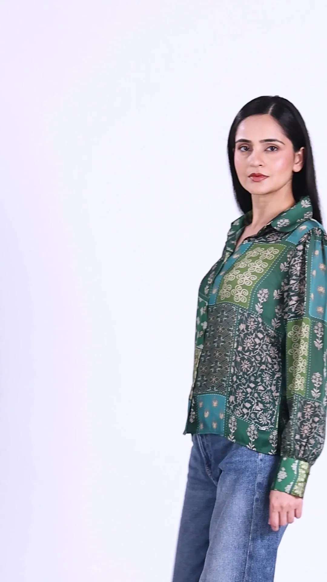 Women's Relaxed Fit Floral Print Satin Georgette Shirt