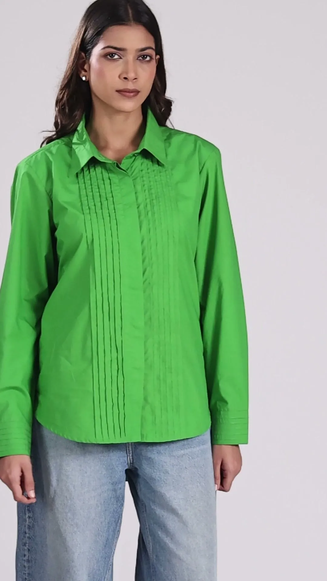 Women's Front Pleated Oversized Shirt