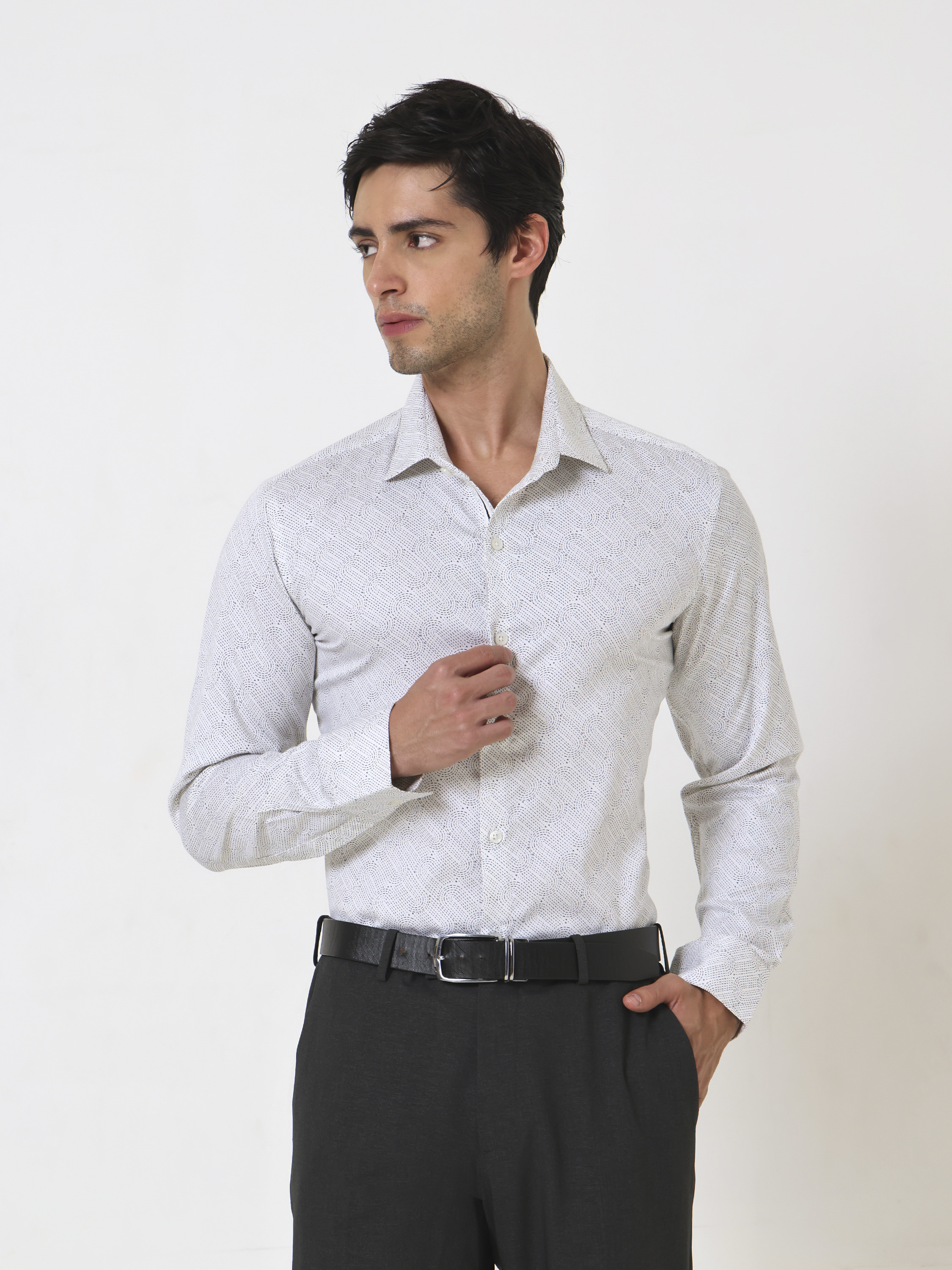 Men's White Printed Shirt